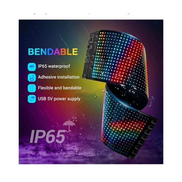 Programmable LED Scrolling Sign Display Bluetooth App Control Flexible RGB Matri - Picture 2 of 10